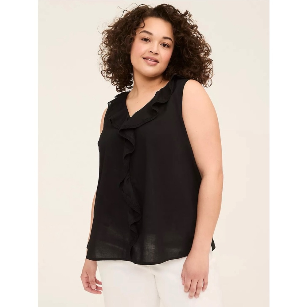 Lane Bryant Sleeveless Ruffle Neck Popover Top